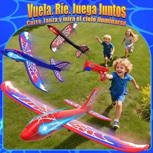 Detalle de Mirthigig S-pider: set de 3 aviones lanzador con ojos luminosos (3 a 12 años)