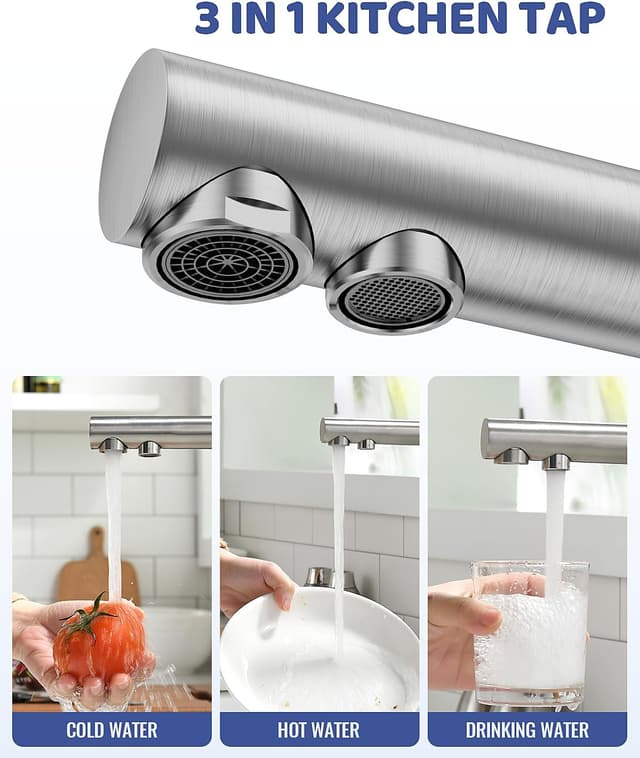 Detalle de APPASO Robinet de cuisine 3 voies rotatif à 360° (3 en 1) pour eau filtrée