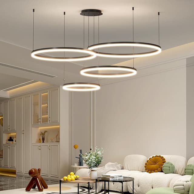 Thumbnail 6 de Mikeru Runde 4‑Ringe-Pendelleuchte mit 10–100% Dimmer und 3 Farbtemperaturen (30+40+60+80 cm)