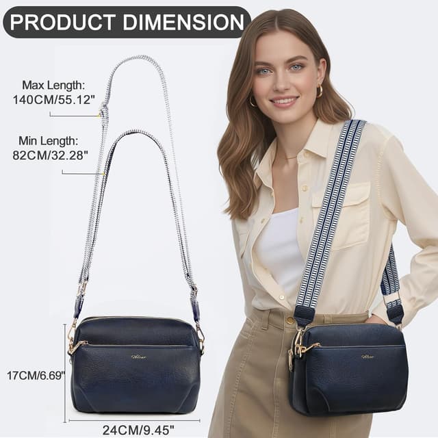 Detalle 2 de HILAEX Anti-Theft Crossbody Bag for Women with RFID Blocking and 4 Zip Compartments