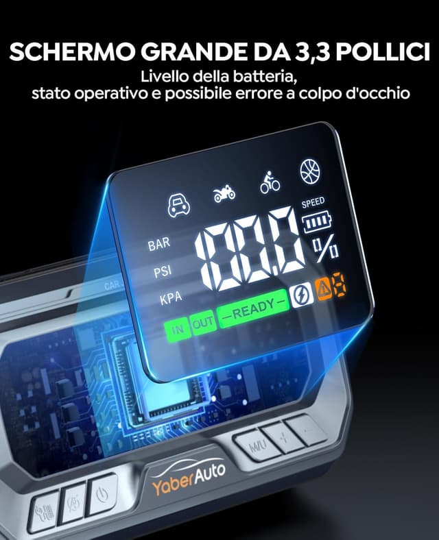 Thumbnail 6 de YaberAuto YA90 Avviatore auto 8000A (26800 mAh) con compressore 160 PSI, booster PD65W e luce 600 lm