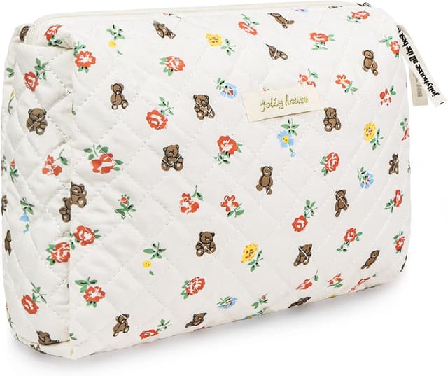 Detalle de Aucuu Borsa da toilette da viaggio floreale in cotone con organizer e tasca a coulisse