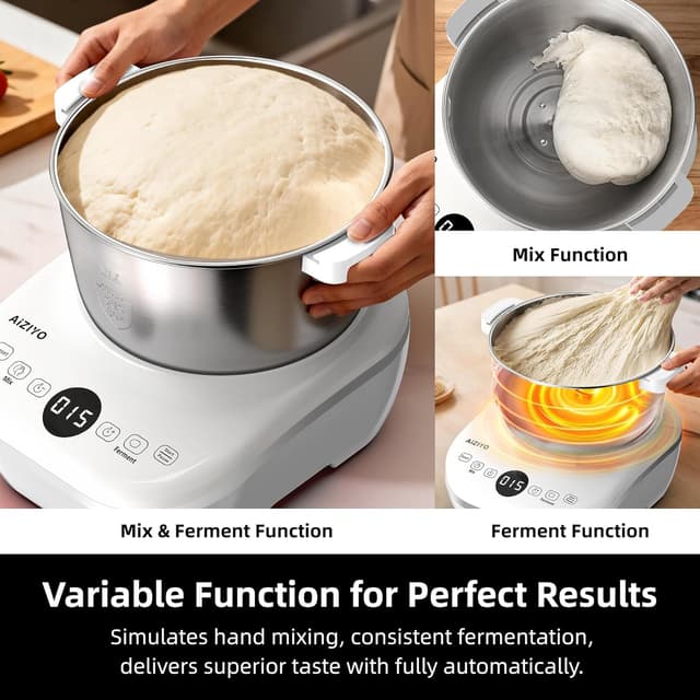 Detalle de AIZIYO DoughChief Dough Maker (7.4QT) with Ferment Function for Pizza & Bread
