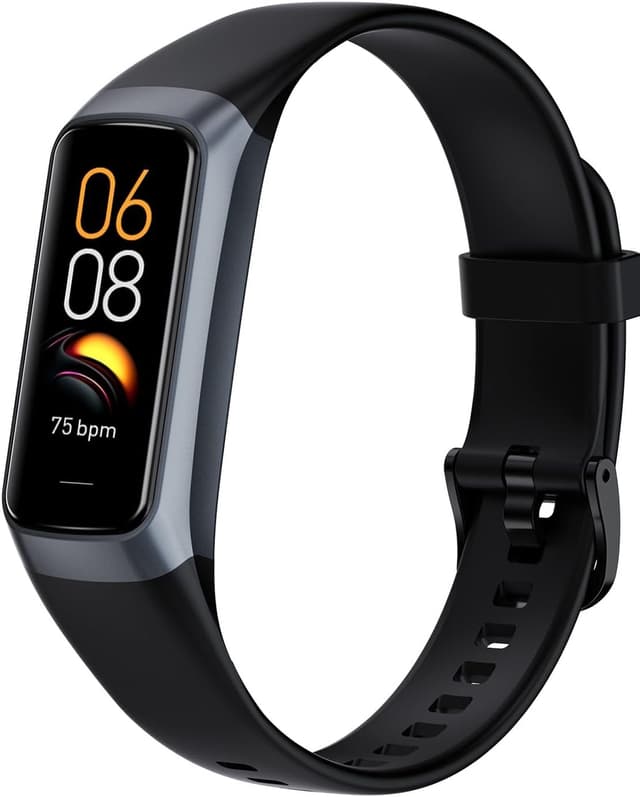 Detalle de Qwyltxn Fitness Tracker Smartwatch mit 1,10" AMOLED-Display, 24/7 Herzfrequenz, Schlaf- und Blutdruckmessung (Schwarz)