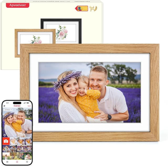 Imagen de Frameo 10.1in Digital Photo Frame with Oak Wood Frame en OfertitasTOP