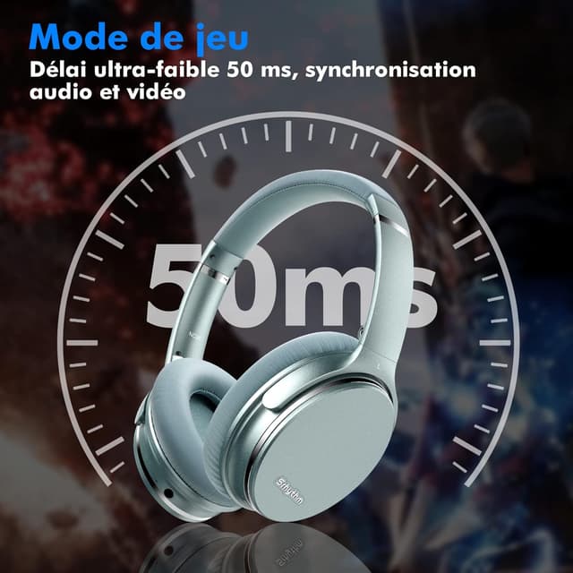Detalle de Srhythm NC35 : casque Bluetooth sans fil V5.0 avec ANC et 50 h d’autonomie