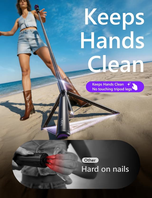 Detalle de LISEN 67" Phone Tripod for iPhone & Android with Self-Deploying Selfie Stick, Remote, and 1/4-20 Thread