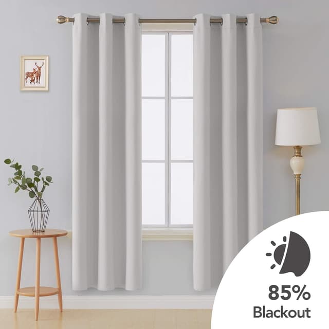 Thumbnail 2 de Deconovo Eyelet Blackout Curtains Grey 2 Panels