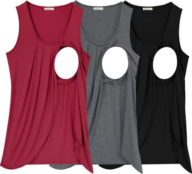 Thumbnail 6 de PARNIXS Summer Women’s Maternity & Nursing Tank Top (Sleeveless) — Modal Maternity Nursing Layer