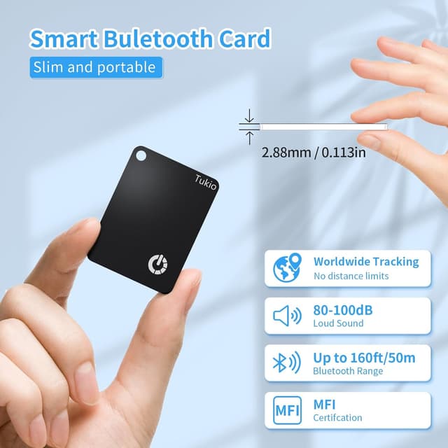 Thumbnail 6 de Pack de 2 cartes traceur noir compatible Apple Find My (iOS) – traceur Bluetooth Smart Tag IP68, recharge sans fil