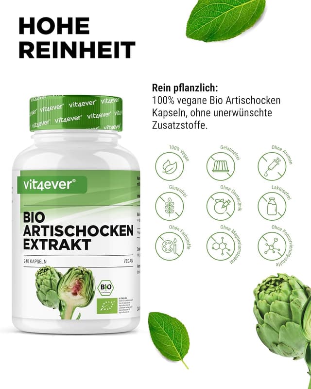 Detalle de Bio Artischocken Extrakt 240 Kapseln 1800 mg je Tagesdosis