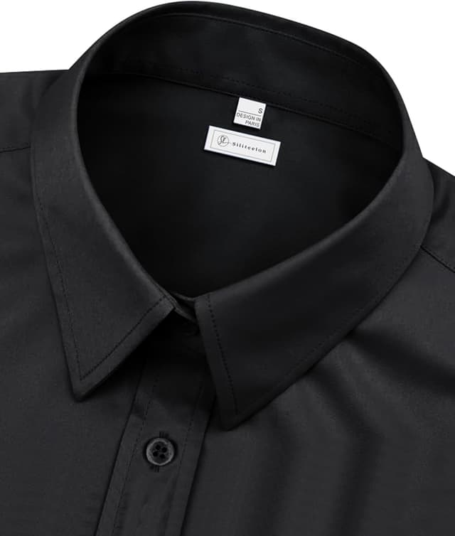 Detalle de siliteelon Damen Bluse bügelfrei Regular fit mit Stretch – einfarbiges Business- und Freizeit-Oberhemd