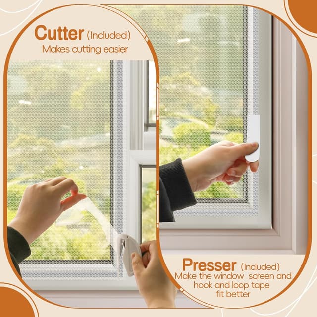 Detalle 2 de Fly Screens for Windows – 3 Pack Self-Adhesive Insect Netting (White Mesh, DIY Cut to Size)