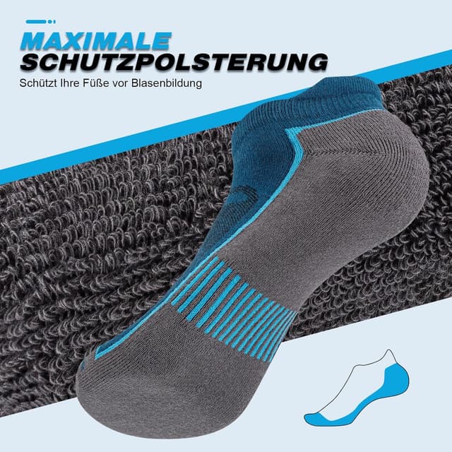 Detalle de Cirorld Sneaker Socken Herren/Damen – 6 Paar atmungsaktive Sportsocken mit Polsterung & Kompression, kurze Laufsocken (Gr. 37–46/43–46/47–50)