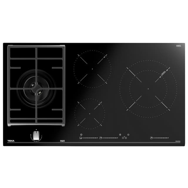 Detalle de Teka JZC 94313 ABN Hybrid: placa mixta gas + inducción de 90 cm negra