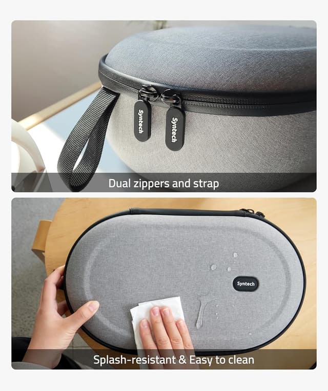 Detalle de Syntech hard carrying case for Meta Quest 3S/3/Quest 2, Pico 4 and Vision Pro – with elite strap storage (touch controllers not included)