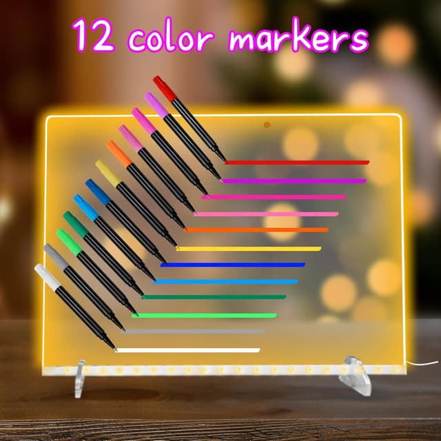 Detalle de Solorage 12-Colour Whiteboard Pens for LED Drawing Boards – Felt Tip Dry Wipe Markers