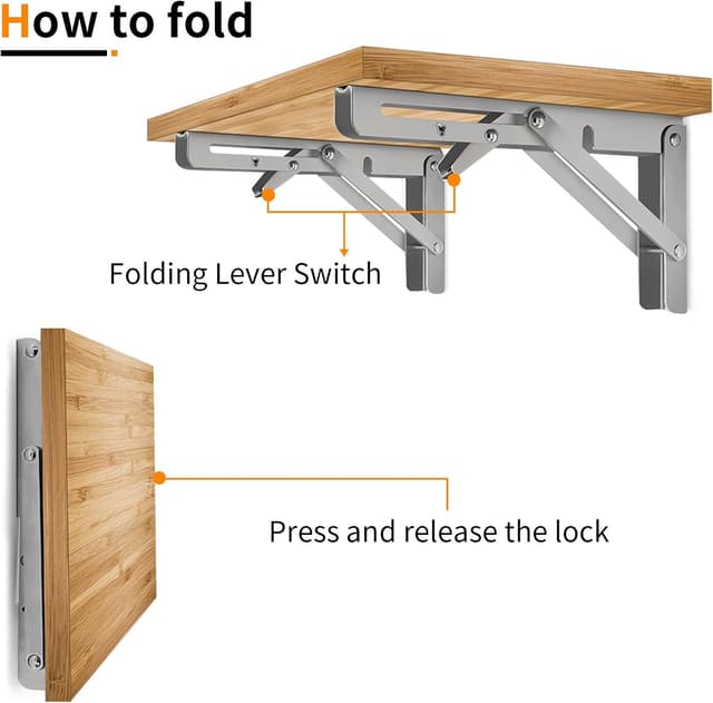 Thumbnail 1 de DUNSOO Staffe per Mensole Pieghevoli 400 mm 150 kg