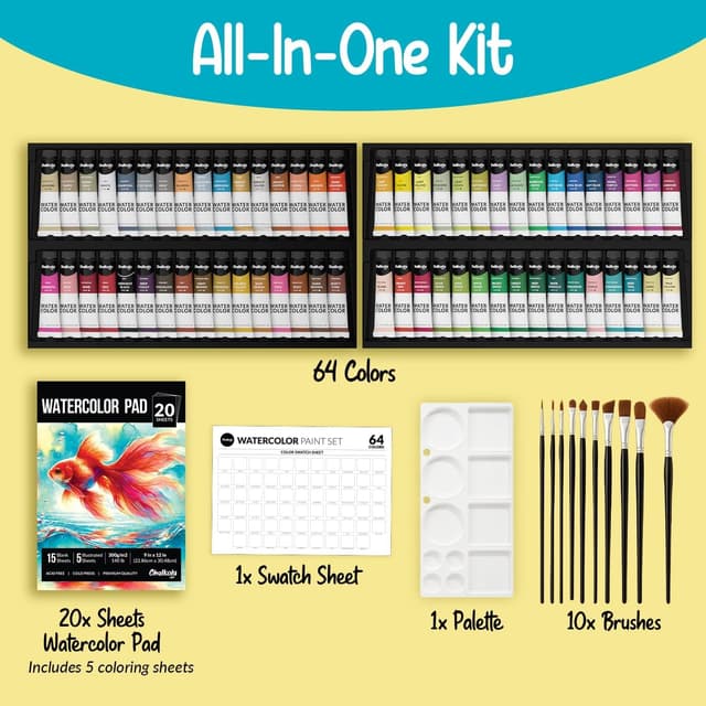 Detalle 2 de Chalkola Watercolor Paint Set 64 tubes