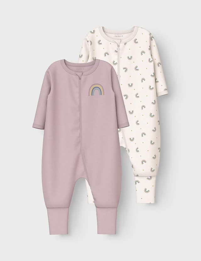 Detalle 2 de Name it Nbfnightsuit 2P Zip FF Jet Rainbow: il pigiama intero con zip per bambina