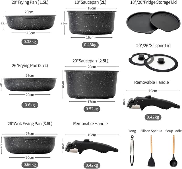 Detalle 2 de Set pentole antiaderente BOREINE 14 pezzi
