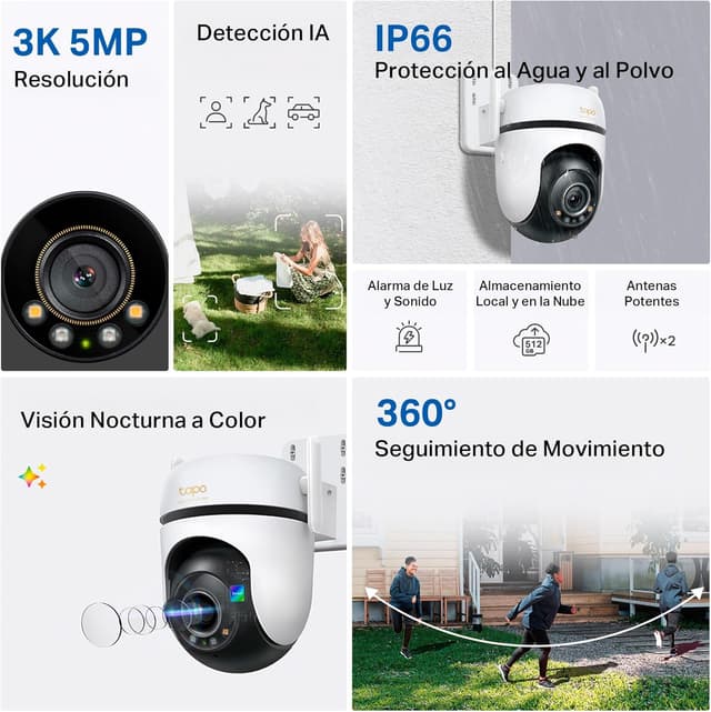 Detalle 2 de Tapo C530WS Cámara seguridad exterior 5MP, 3K, IP66