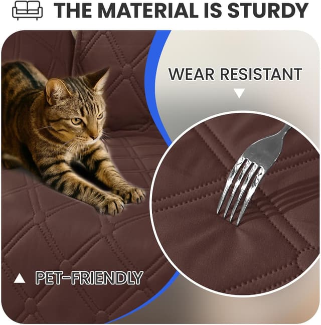 Thumbnail 6 de Ystyle housse imperméable de canapé d’angle 2 places réversible (gauche/droite) avec accoudoirs, café