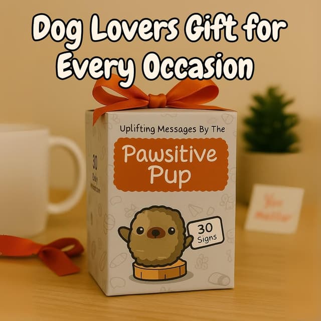 Detalle 2 de Dog lover Gifts for Women: Handmade Pawsitive Pup Crochet Dog with 30 Uplifting Signs