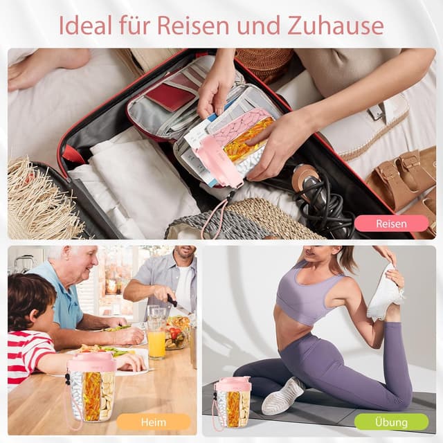 Detalle 1 de NAVIKIA Tablettenbox für 7 Tage (morgens/mittags/abends) – rund, 7 Fächer & Anti-Verwechslungs-Design in Rosa