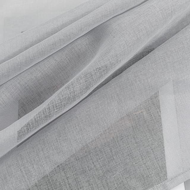 Detalle 2 de MYSKY HOME 2er-Set durchsichtige Voile-Gardinen (Jr. Stangentasche) in Grau, 225 x 140 cm