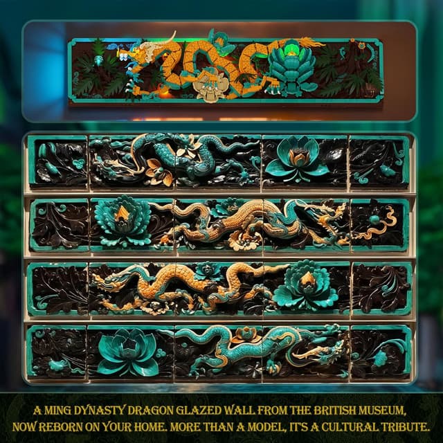 Detalle de JMBricklayer Mythic Dragon Tiles 70020 : kit de construction de carreaux à assembler pour mur décoratif