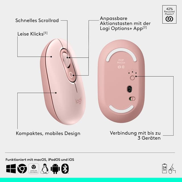 Thumbnail 6 de Logitech POP ICON Combo Rosa Tastatur-Maus-Set