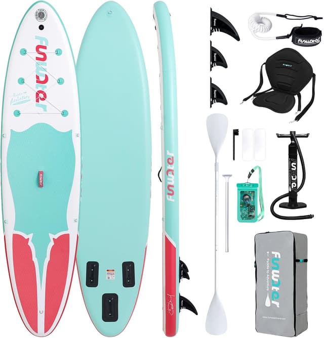 Detalle de FunWater Inflatable Stand Up Paddle Board (10'6"–11'6") for Adults & Youth with SUP Accessories