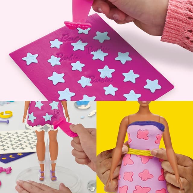 Detalle 2 de Play-Doh Barbie Glitzer & Edelsteine Accessoire-Pack für stylische Puppenkleidung