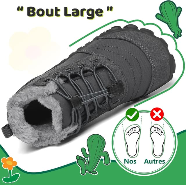 Detalle de SAGUARO Will I – chaussures minimalistes d’hiver enfant, doublure chaude (25-36)