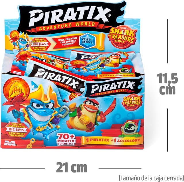 Thumbnail 10 de PIRATIX ADVENTURE WORLD Shark Treasure: Caja 24 Sobres Sorpresa 🏴☠