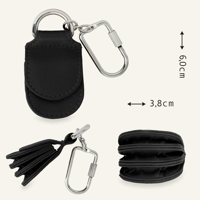 Detalle 2 de MANAGE Schlüsselanhänger aus Leder mit Mini-Geldbörse, Schlüsselring und Karabiner – Unisex Keychain für Autoschlüssel