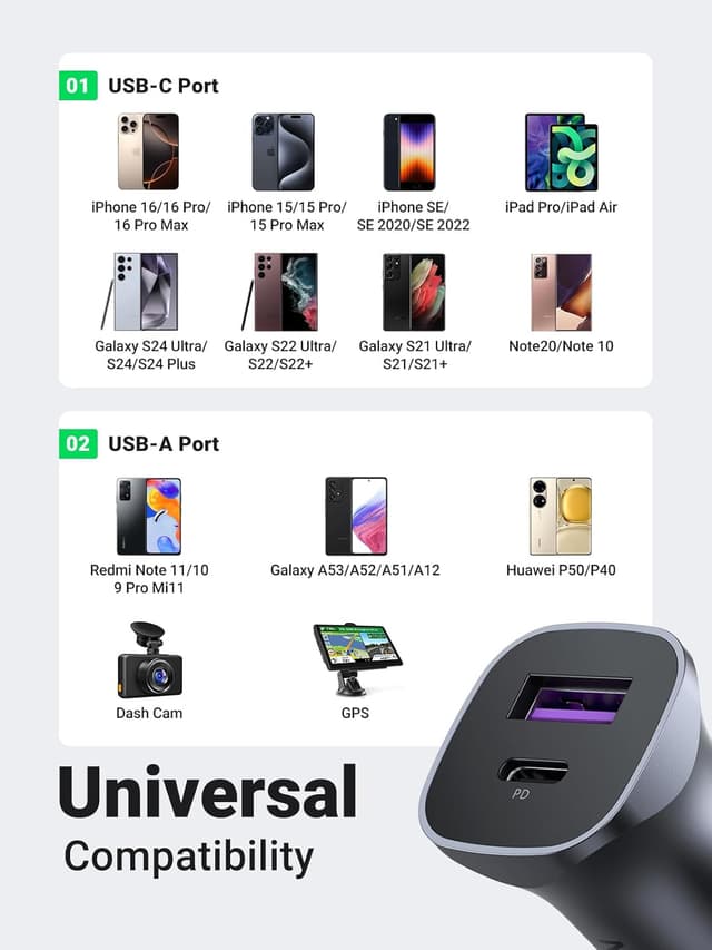 Thumbnail 6 de UGREEN 30W USB C Car Charger with 60W Cable