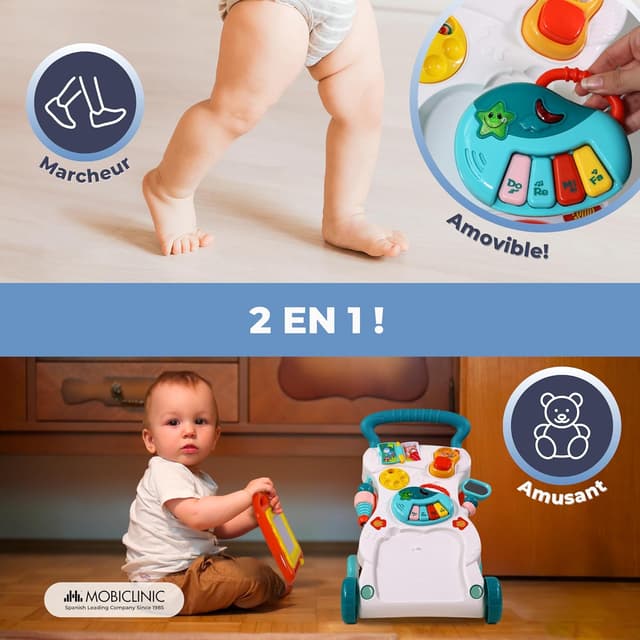 Detalle de Mobiclinic Chariot de marche bébé avec musique, lumières et vitesse réglable (dès 6 mois)