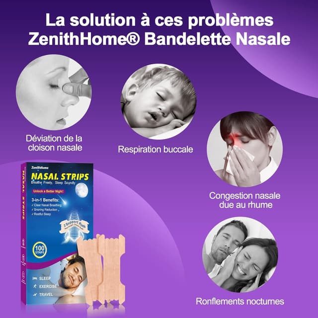 Detalle de ZenithHome bandelettes nasales 100 pièces