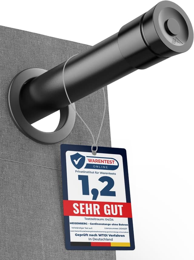 Detalle de MEISENBERG Tringle Rideau Sans Percage 50–80 cm Noir