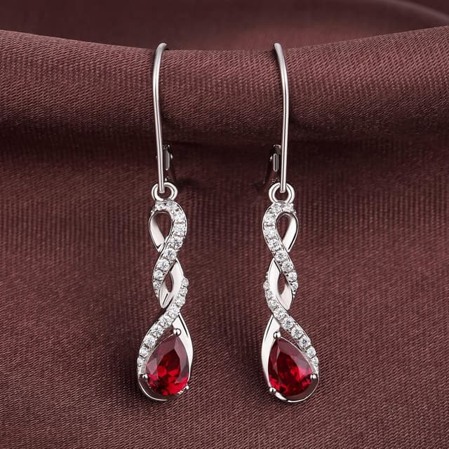 Detalle de Jiamiaoi Hängende Unendlichkeit-Infinity Ohrringe aus 925 Sterling Silber, 18K Weißgold plattiert (Silber)