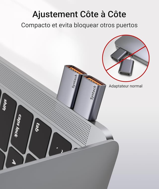 Detalle de Syntech Adaptateur USB-C vers USB 3.2 Gen 2 (pack de 2) 10 Gbit/s, Type-C mâle vers USB-A femelle
