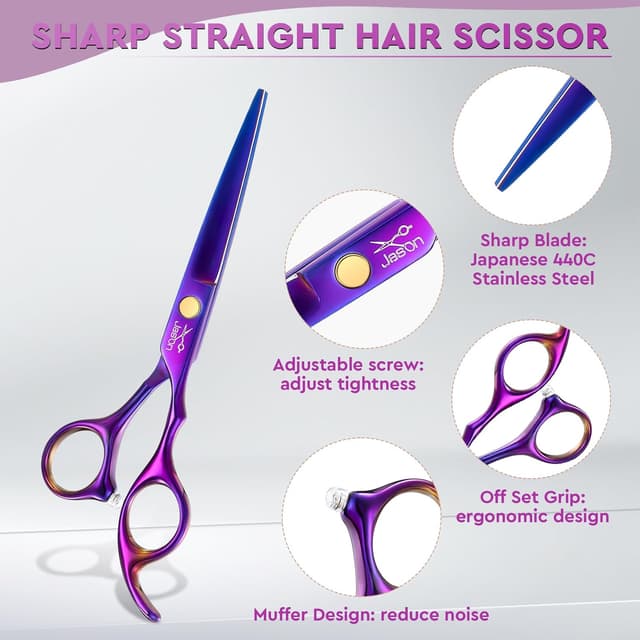 Detalle de JASON set ciseaux pro 10 pièces 6,5 pouces violet