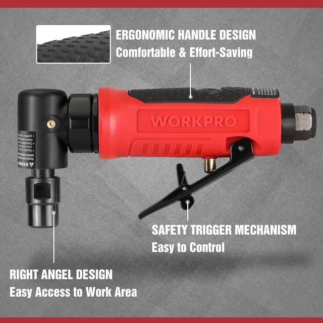Detalle 2 de WORKPRO meuleuse d’angle pneumatique 1/4" (6,3 mm) 20 000 tr/min avec mandrin 3 mm et 6 mm