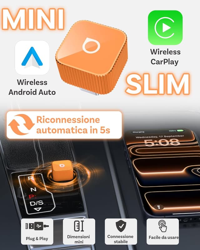 Thumbnail 6 de Ottocast Mini Slim 2026 Version: adattatore wireless CarPlay e Android Auto su USB‑C