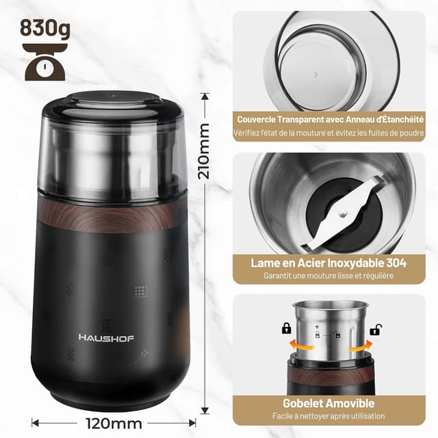 Thumbnail 5 de HAUSHOF Moulin à café 150 W ⚙