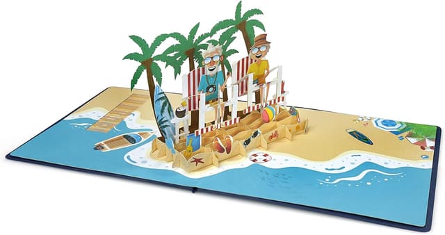 Detalle de CUTPOPUP Beach Funny Couple Anniversary Card – pop-up 3D wedding & anniversary card (5 x 5) with envelope