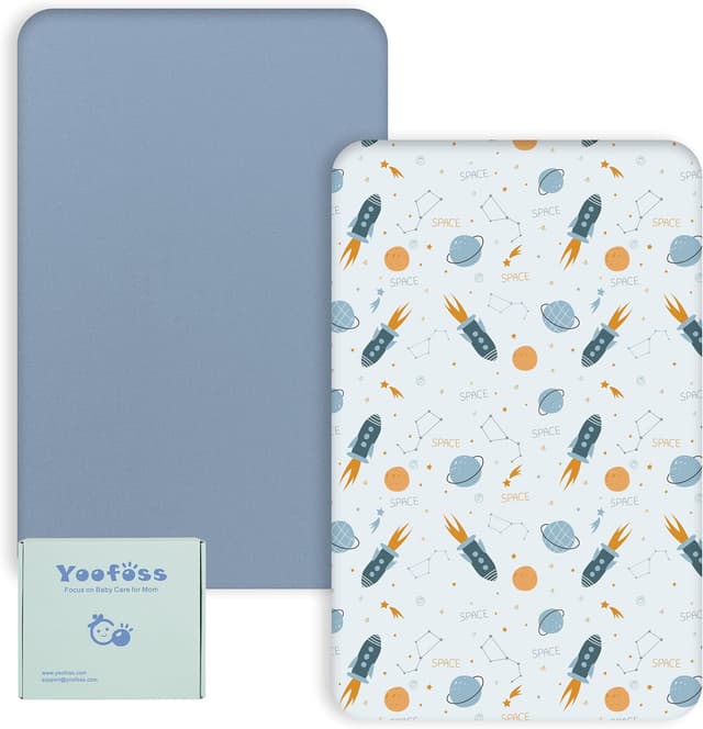 Detalle de Yoofoss Cot Bed Sheets 95 x 65 cm fitted cot bed sheets (2-pack) – super soft and breathable
