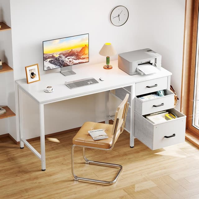 Detalle de Coleshome Computer Desk with Drawers (120×48cm) with Reversible Storage
